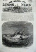 Old Antique Print 1867 Life Boat Crew Ship Danish Barque Aurora Borealis 19th