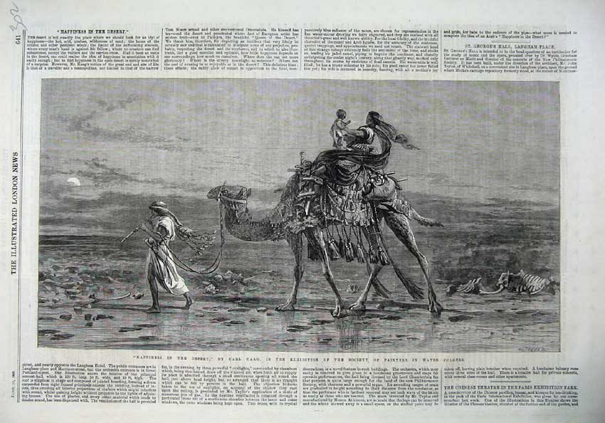 Old Antique Print 1867 Happiness Desert Camel Baby Mother Fine Art Haag 19th