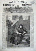 Old Antique Print 1867 Flower Girl House Doorstep Basket Fine Art Lucas 19th