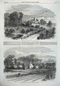 Original Old Antique Print Normanton Honington Railway 1867 Bracebridge Lincoln