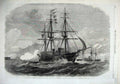 Original Old Antique Print 1867 Naval Squadron Ship Dover Forts Batteries 19th
