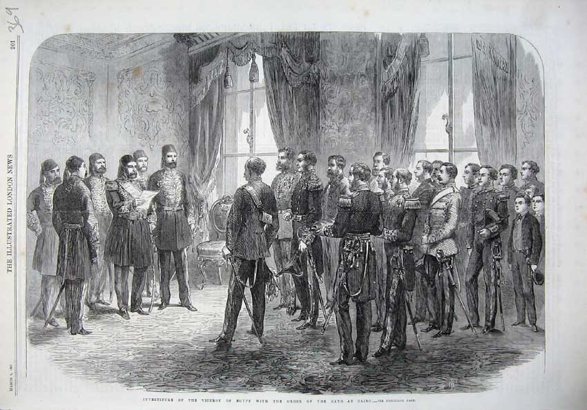 Old Antique Print Viceroy Egypt Order Bath Cairo Egypt Army 1867 Fine Art 19th