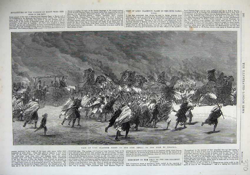 Old Antique Print 1867 Visit Lord Clarence Paget Suez Canal Camel Men Art 19th