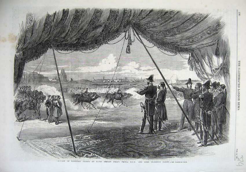 Old Antique Print 1867 Egyptian Troops Cairo Egypt Ismail Pacha Clarence 19th