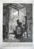 Old Antique Print 1867 Buttercup Little Girl Mother Chair Fine Art Haynes 19th