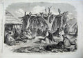 Original Old Antique Print 1867 Bechuana Kraal Vaal River Africa Native Men Art