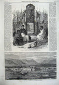 Old Antique Print 1867 Gateway Maori Pah Fort New Zealand Tutaekuri Art 19th
