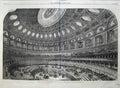 Antique Old Print 1867 Interior Albert Hall Kensington Museum Art Science 19th