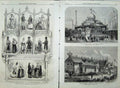 Antique Old Print 1867 Paris Exhibition Swedish Costumes Pavilion Stables 19th