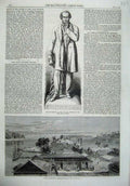 Original Old Antique Print Statue Cobden Salford 1867 Port Blair Andaman Bengal