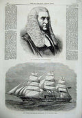 Old Antique Print Sir Selwyn Solicitor 1867 Screw Iron Ship Somersetshire 19th
