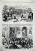 Old Antique Print Snow Shoe Race Crystal Palace 1867 Mayor Guildhall Art 19th