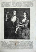 Original Old Antique Print 1867 Fine Art Portrait Misses Blount Ladies Women