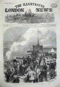 Old Antique Print 1867 Artillery Association Shoeburyness Shooting Canon 19th