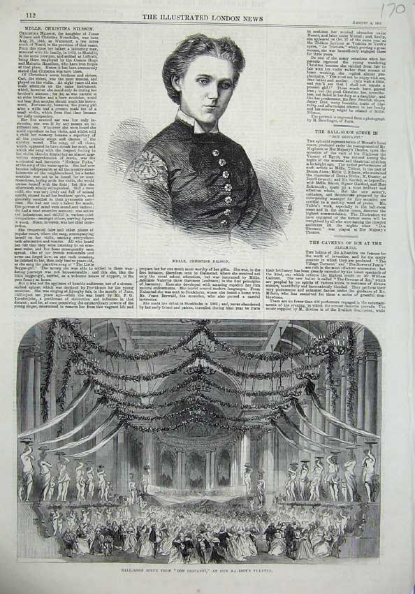 Old Antique Print Christine Nilsson 1867 Scene Don Giovanni Theatre Art 19th