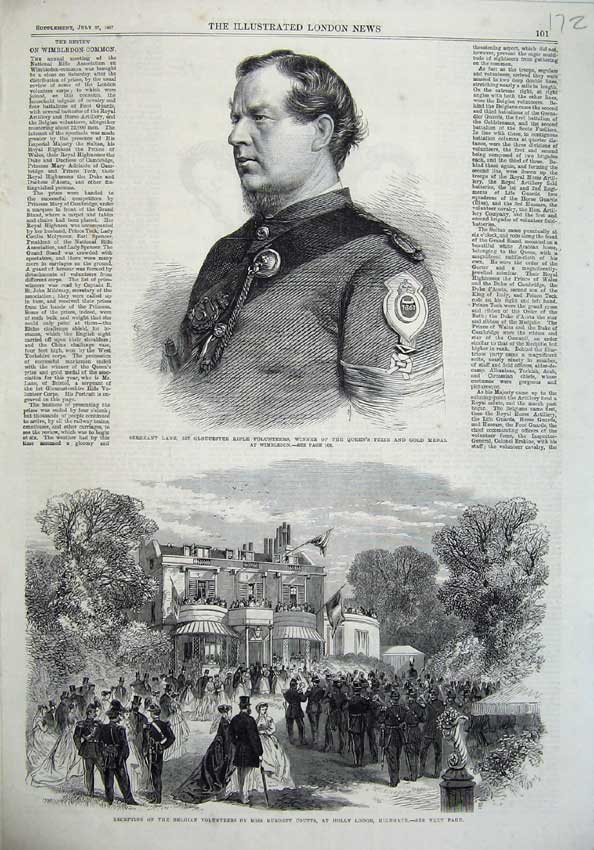 Old Antique Print 1867 Sergeant Lane Belgian Ta Burdett Coutts Holy Lodge 19th