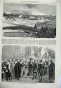 Old Antique Print Gun-Boat Attack Southsea Castle 1867 Sultan Guildhall 19th