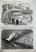 Old Antique Print 1867 Train Fire Caledonian Railway Sale Cattle Windsor 19th