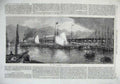 Original Old Antique Print 1867 New Fish Market Yarmouth Fine Art Sailing Ships