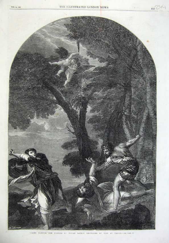 Old Antique Print Fine Art 1867 Peter Martyr Angles Trees Battle Thomas 19th