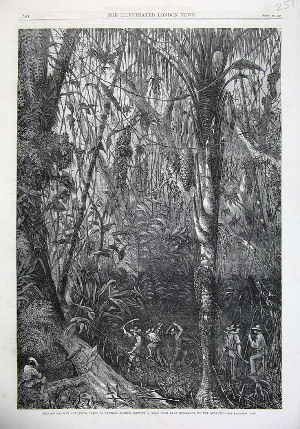 Old Antique Print 1867 English Party America Road Nicaragua Railway Art 19th