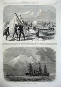 Old Antique Print Ship Zealous Straits Magellan 1867 Natives Terra Fuego 19th