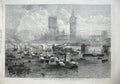 Old Antique Print Scene River Westminster Bridge Belgian Ships Boats 1867 19th