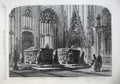 Original Old Antique Print 1867 Tombs Cathedral Toledo Church People Fine Art