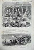 Old Antique Print 1867 Concert Crystal Palace Royal Box Gun Shepherds Art 19th