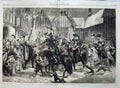Old Antique Print Guests Mardon Hall 1867 Horses Dog People John Gilbert 19th