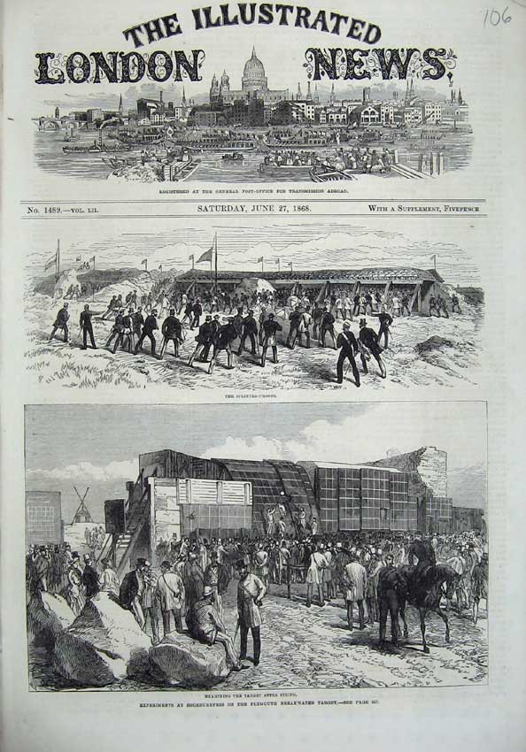 Old Antique Print 1868 Shoeburyness Plymouth Experiments Breakwater Art 19th