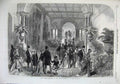 Original Old Antique Print 1868 Grand Staircase Leeds Exhibition Arts People
