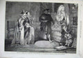 Original Old Antique Print 1868 Magic Mirror Man Women Costumes Cattermole Art