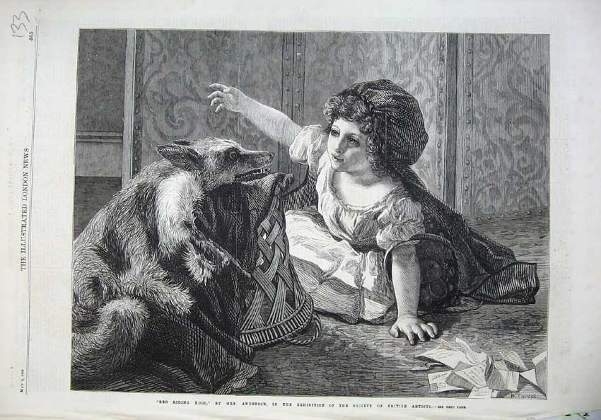 Original Old Antique Print 1868 Fine Art Little Girl Fox Fur Paper Andrews 19th