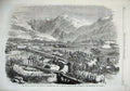 Original Old Antique Print 1868 Abyssinia Watering Place Animals Koomaylee Pass
