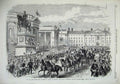 Original Old Antique Print 1868 Prince Wales Ireland Procession College Dublin