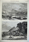 Old Antique Print 1868 Abyssinian Fortified Post Adigerat Village Antalo 19th