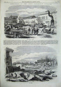 Old Antique Print 1868 Paris Exhibition Building Central Garden Park Art 19th