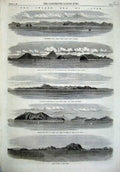 Old Antique Print 1868 Japan Bingo Nada Yosima Island Sikok Castle Osima 19th