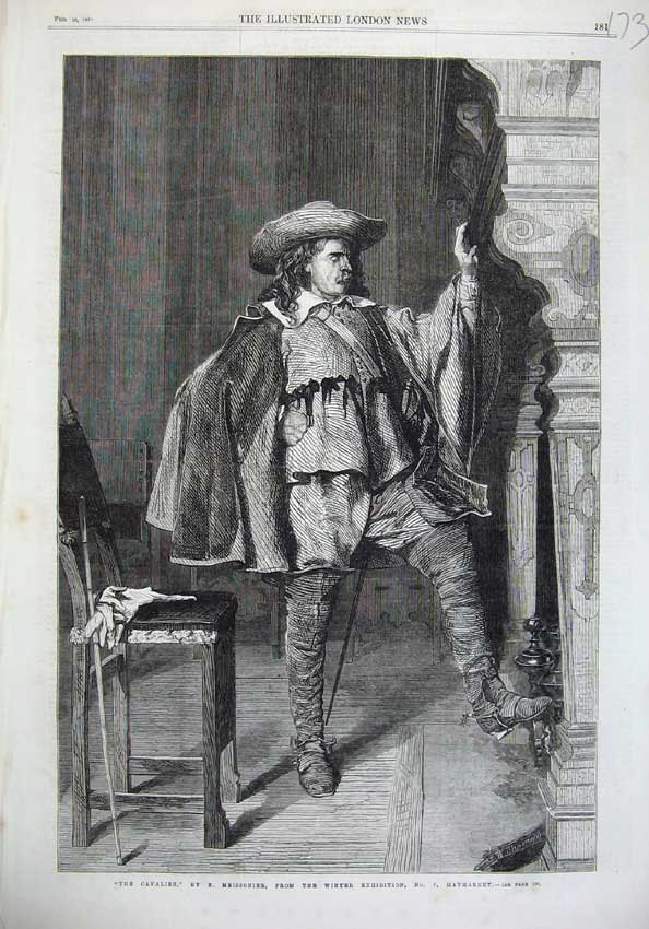 Old Antique Print 1868 Fine Art Portrait Cavalier Man Uniform Meissonier 19th