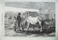 Old Antique Print 1868 Travellers Horses Waggon Coach Men Thomas Dudley 19th