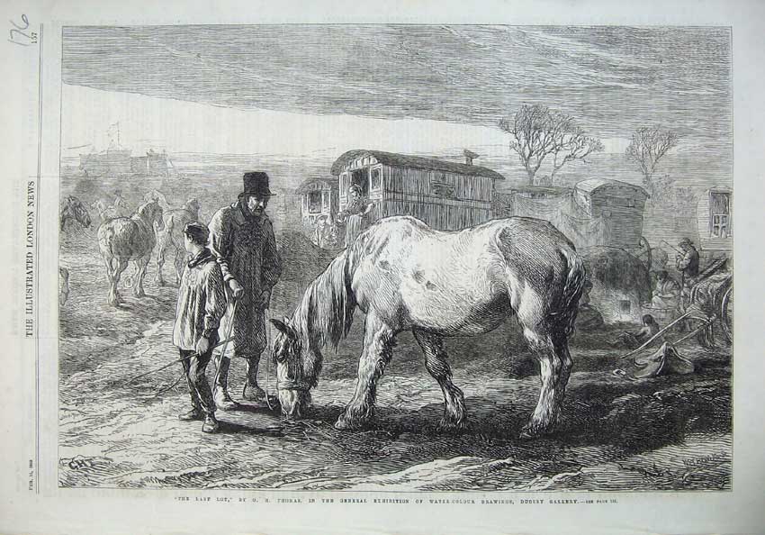 Old Antique Print 1868 Travellers Horses Waggon Coach Men Thomas Dudley 19th