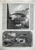 Old Antique Print 1868 Railway Clerkenwell Tunnel Junction King'S-Cross 19th