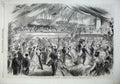 Original Old Antique Print Ball 1868 Ship Royal Alfred Flagship Mundy Barbadoes