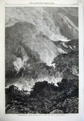 Old Antique Print Eruption Mount Vesuvius Floods Lava Ashes Fine Art 1868 19th