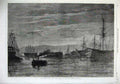 Old Antique Print 1868 Fine Art Fenian Alarm Guard Portmouth Harbour Ship 19th