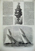 Old Antique Print 1868 Sailing Royal Thames Yacht Club Cup Ship Boat Sea 19th