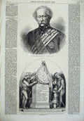 Old Antique Print General George Wetherall 1868 Monument Glasgow Church 19th