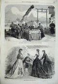 Original Old Antique Print Paris Fashion 1868 Japanese Troupe Lyceum Theatre