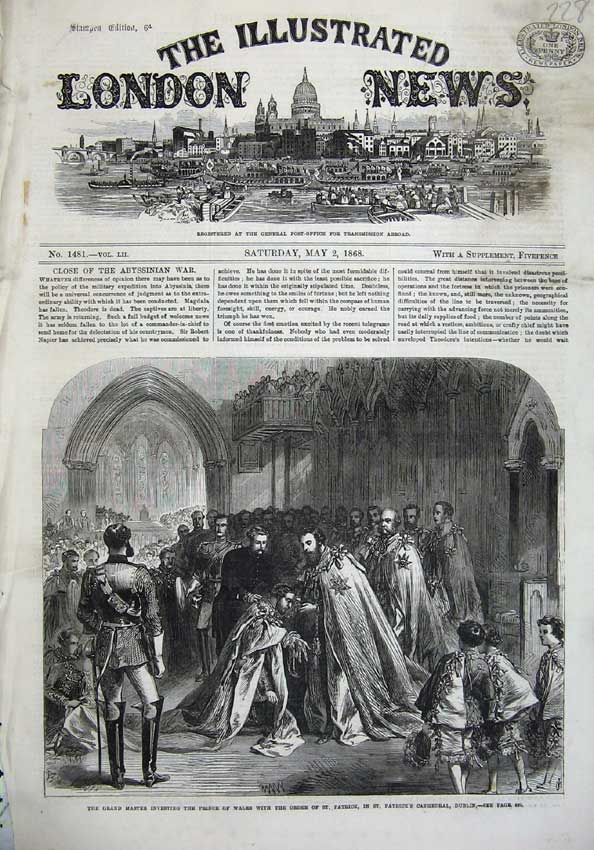 Old Antique Print 1868 Fine Art Prince Wales St Patrick Cathedral Dublin 19th
